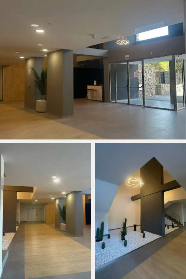 Eagle Tower – panorama wież z lotu ptaka na tle Benidormu